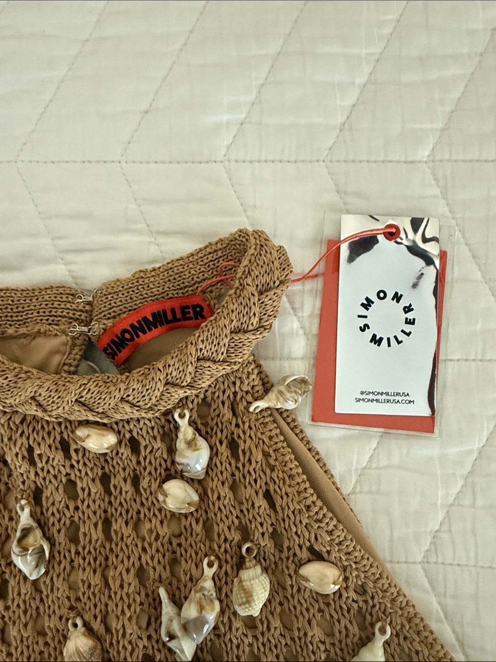 Simon Miller Tan Crochet Shell-Embellished Halter Tank - Picture 9 of 11